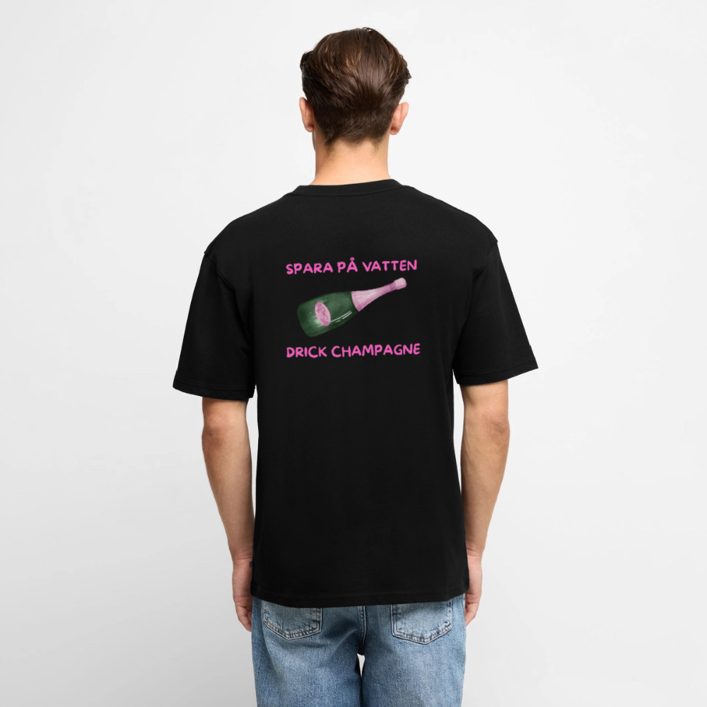 Spara på vatten, drick champagne Oversized premium-T-shirt Unisex - svart