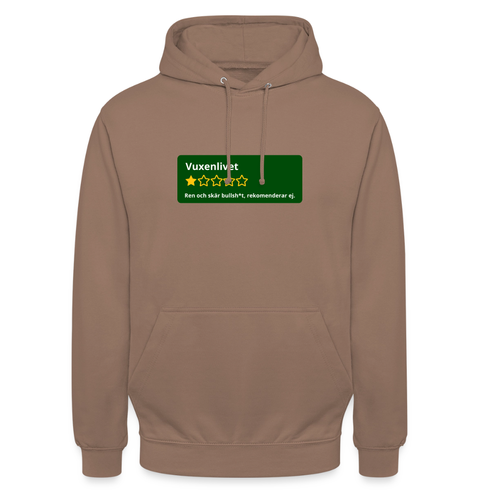 Recension på vuxenlivet Hoodie Unisex - mocka