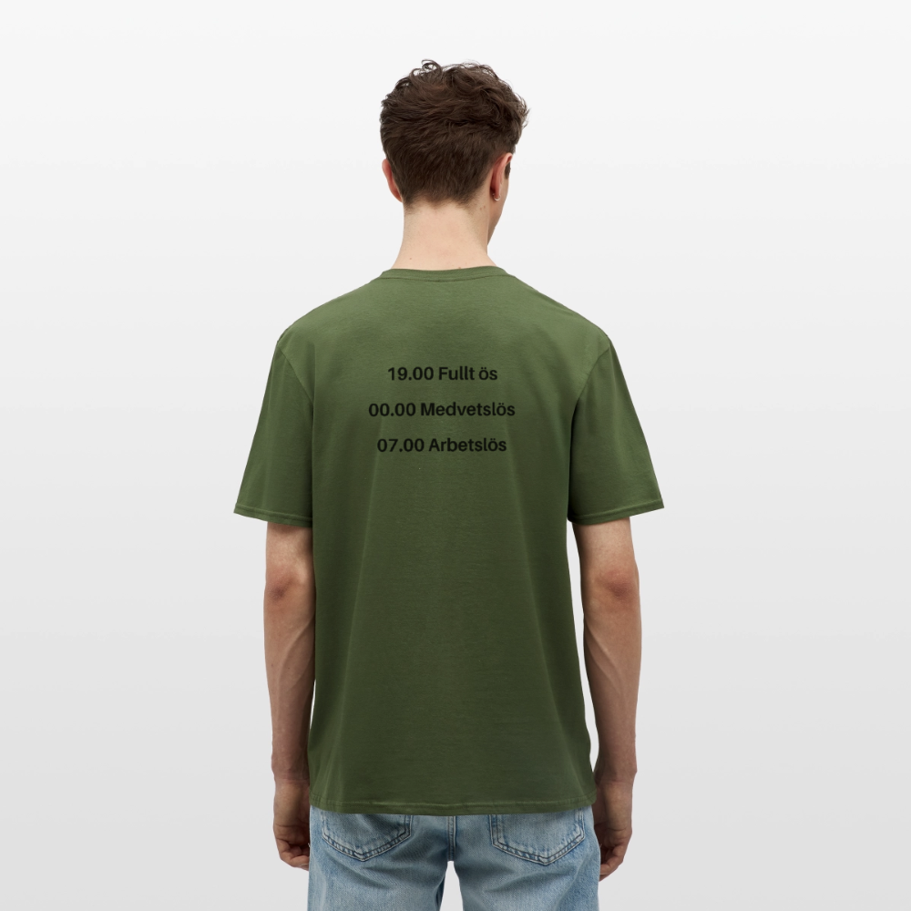 Fullt ös, medvetslös och arbetslös T-shirt herr - Militärgrön