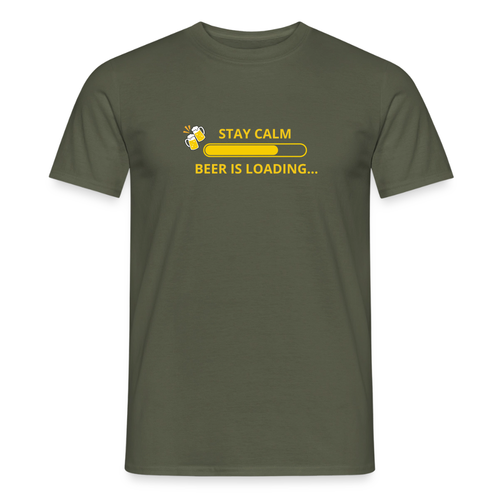 Stay calm beer is loading T-shirt herr - Militärgrön