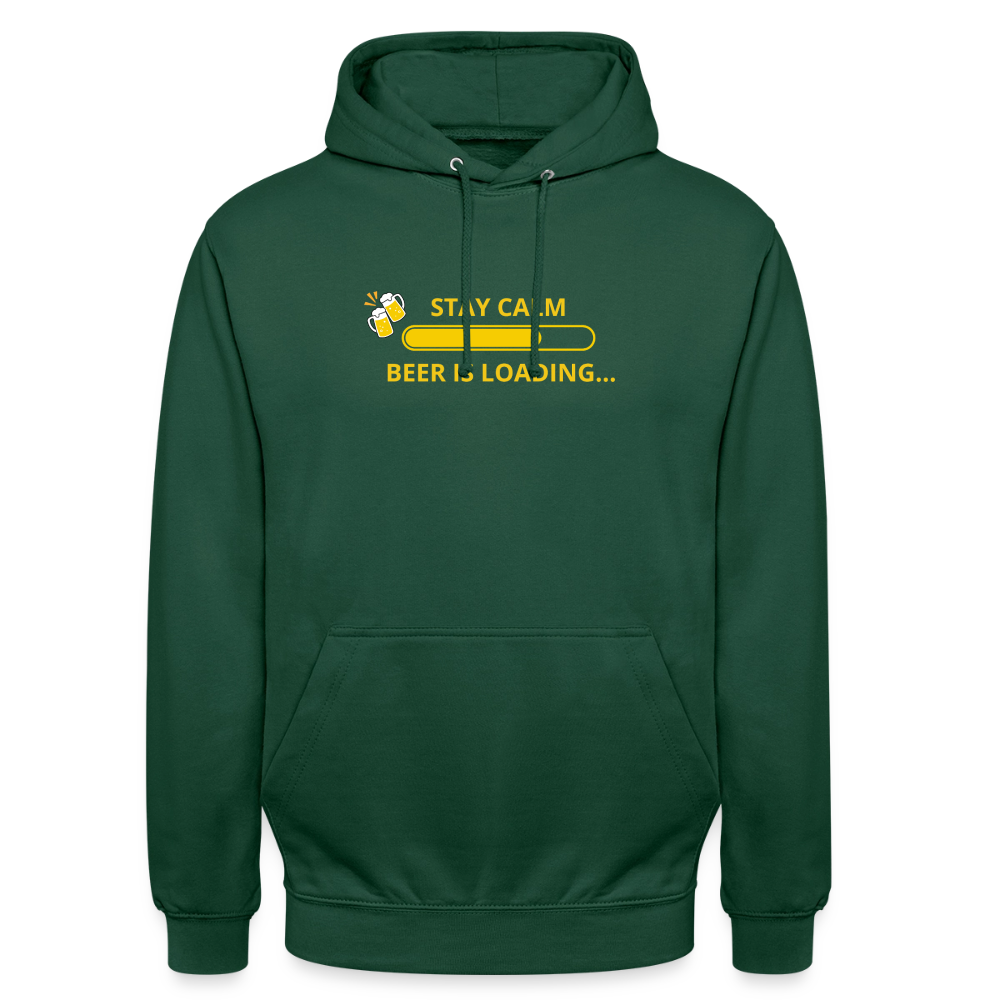 Stay calm beer is loading... Hoodie unisex - buteljgrön