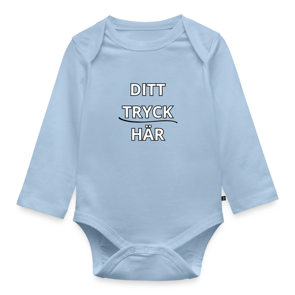 Ekologisk långärmad babybody - ljusblå