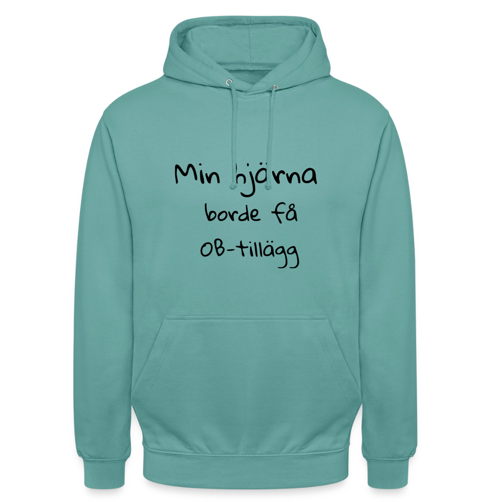 Min hjärna borde få OB-tillägg Hoodie Unisex - pastellturkos