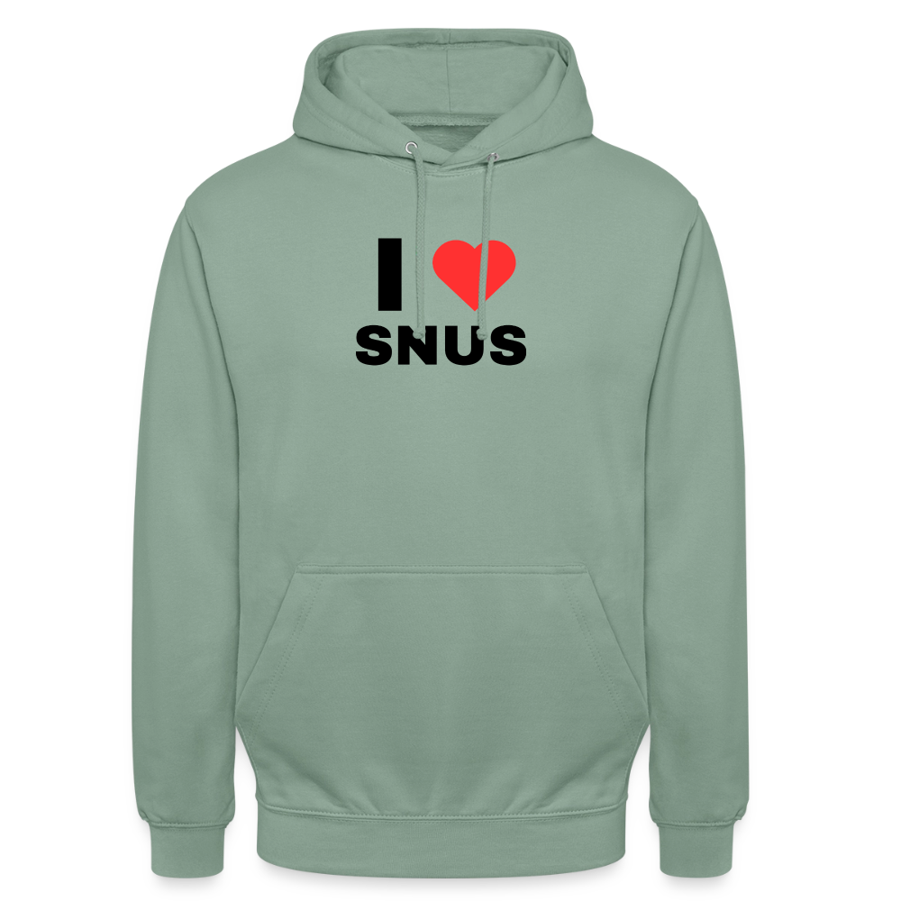 I love snus Hoodie unisex - grågrön