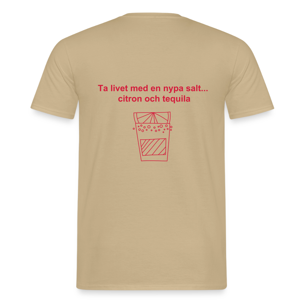 Ta livet med en nypa salt, citron och tequila T-shirt herr - sandbeige