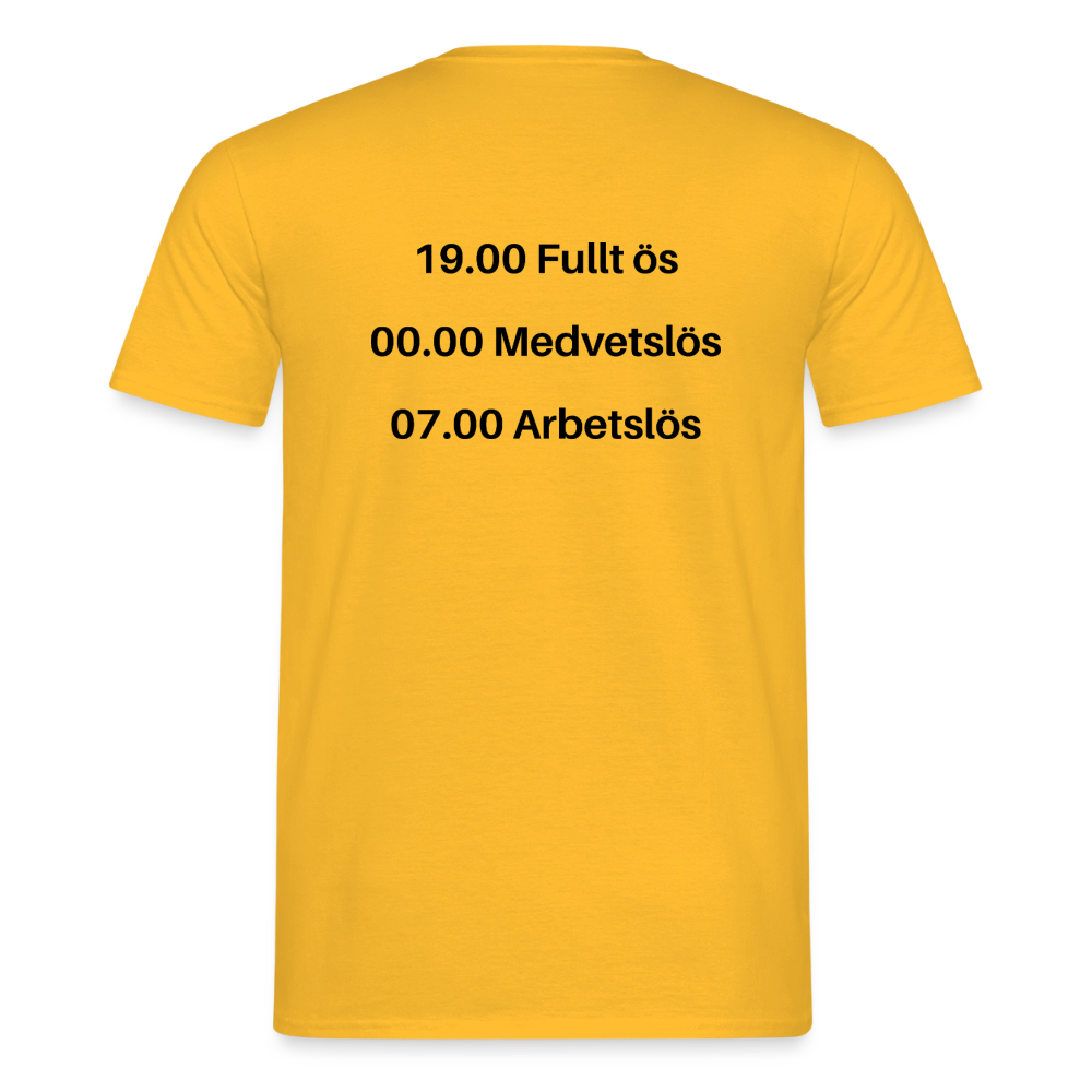 Fullt ös, medvetslös och arbetslös T-shirt herr - gul