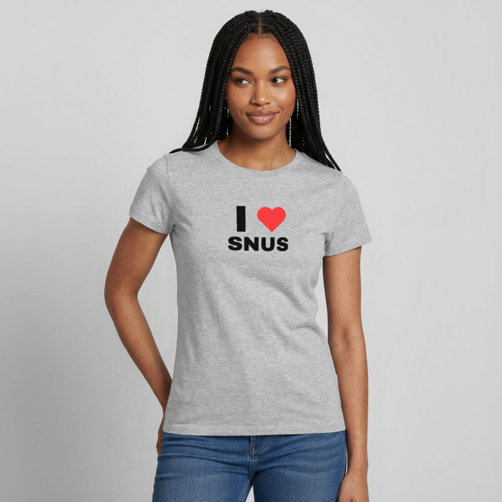 I love snus T-shirt dam - gråmelerad