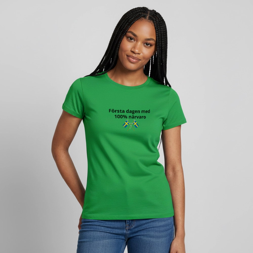 Första dagen med 100% närvaro T-shirt dam - kellygrön