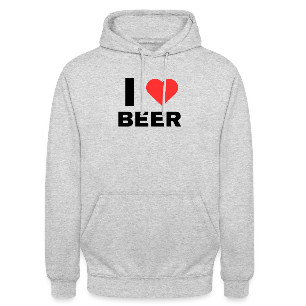 I love beer Hoodie unisex - ljusgråmelerad