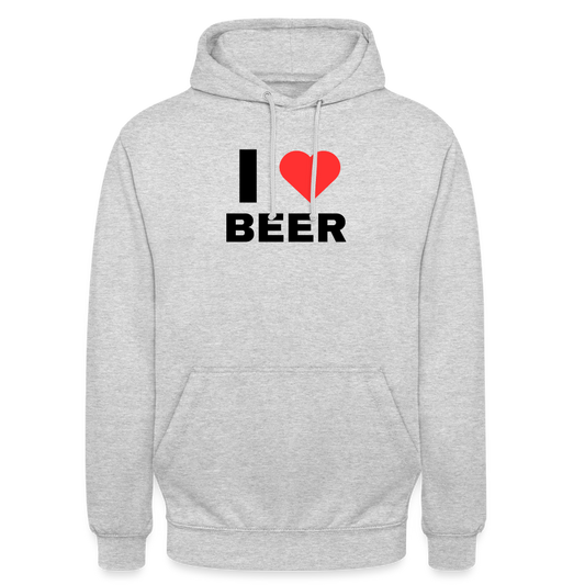 I love beer Hoodie unisex - ljusgråmelerad