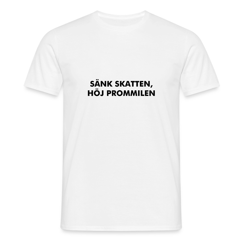 Sänk skatten, höj promillen T-shirt herr - vit