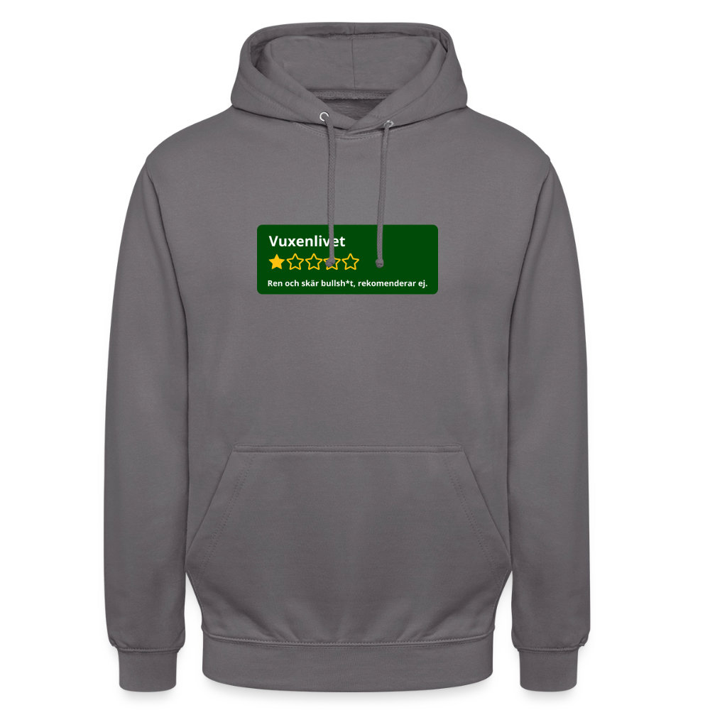 Recension på vuxenlivet Hoodie Unisex - mellangrå