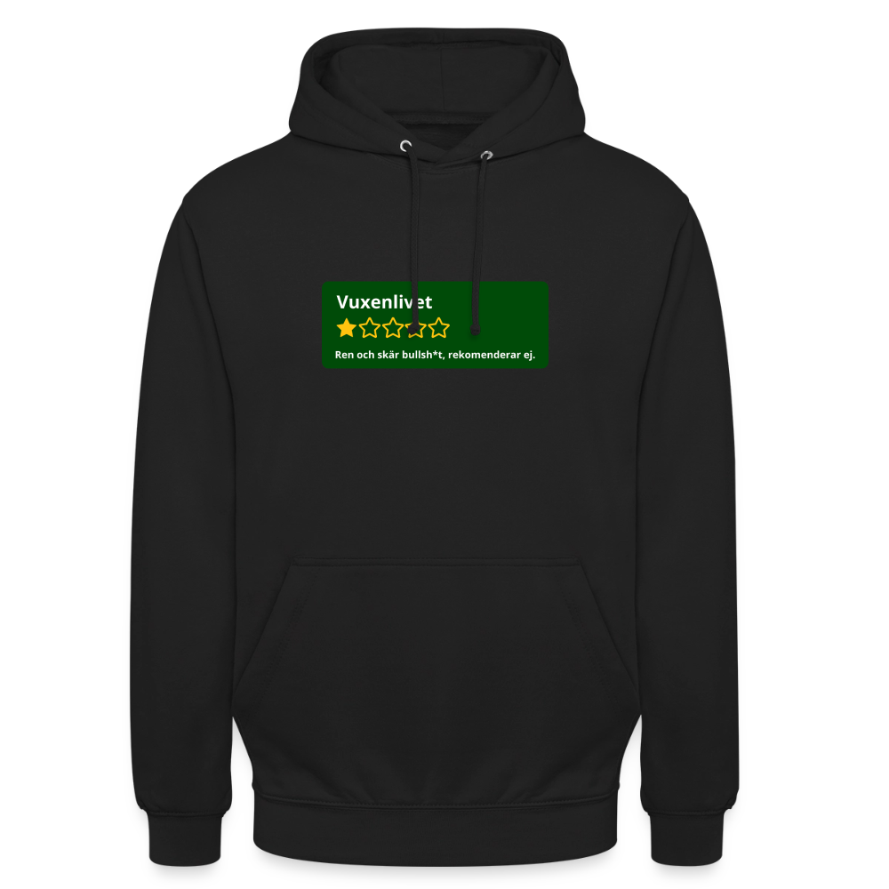Recension på vuxenlivet Hoodie Unisex - svart