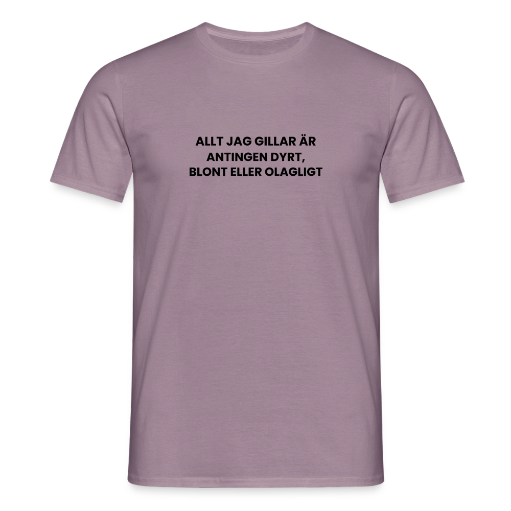 Allt jag gillar är antingen dyrt, blont eller olagligt T-shirt herr - lilagrå 