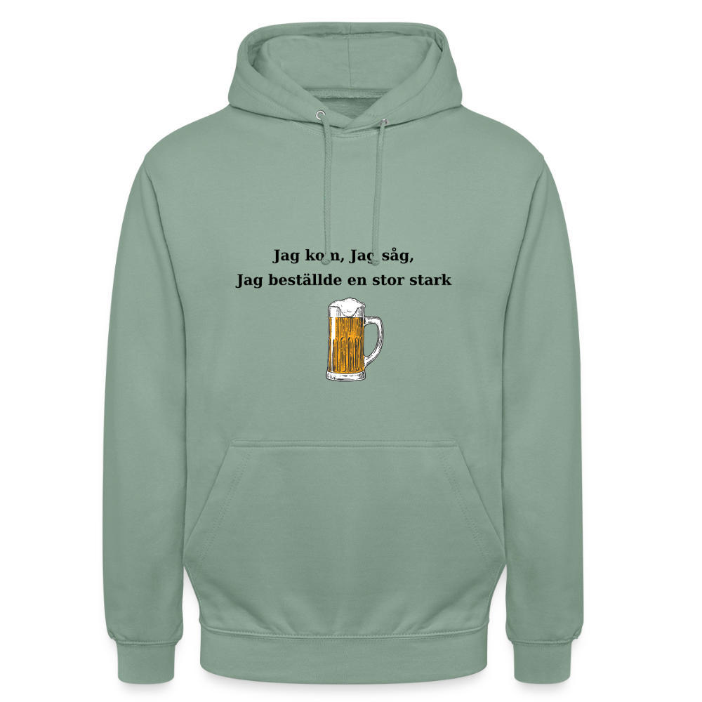 Jag kom, jag såg, jag beställde en stor stark Hoodie Unisex - grågrön