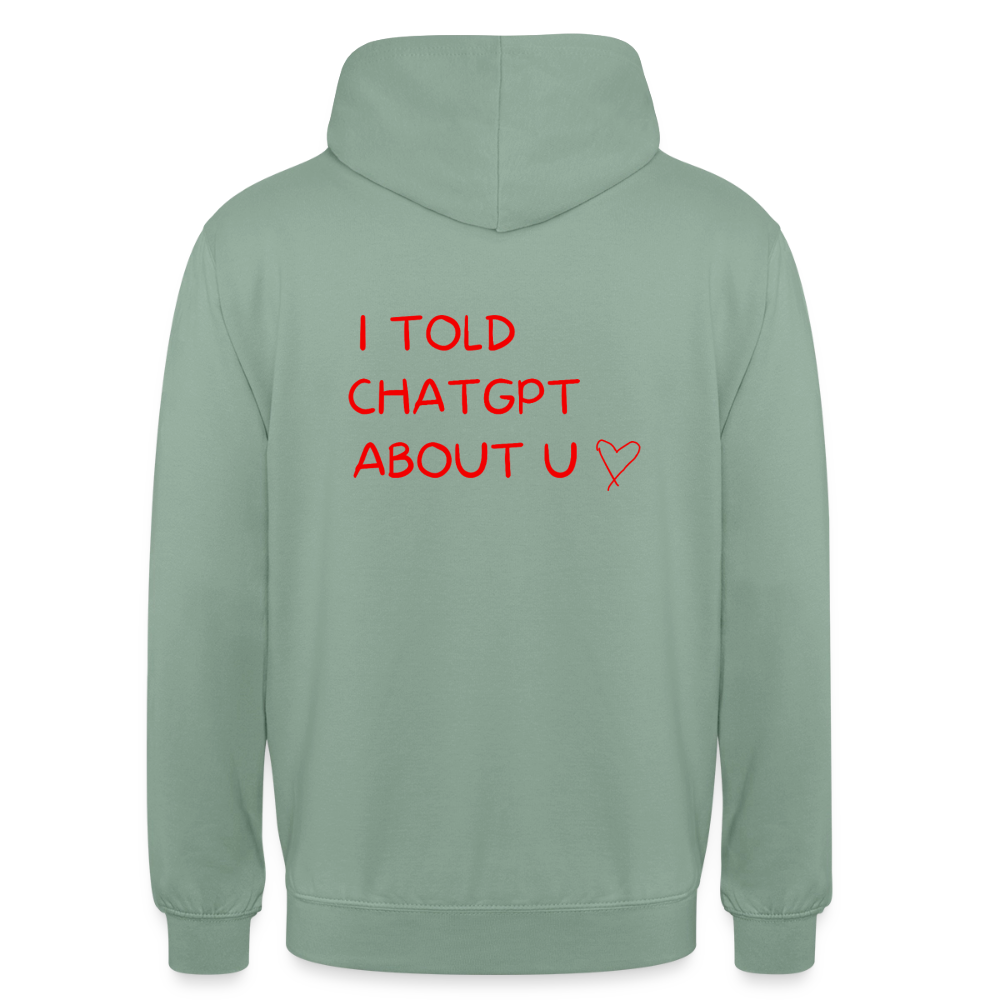I told ChatGPT about u Hoodie Unisex - grågrön