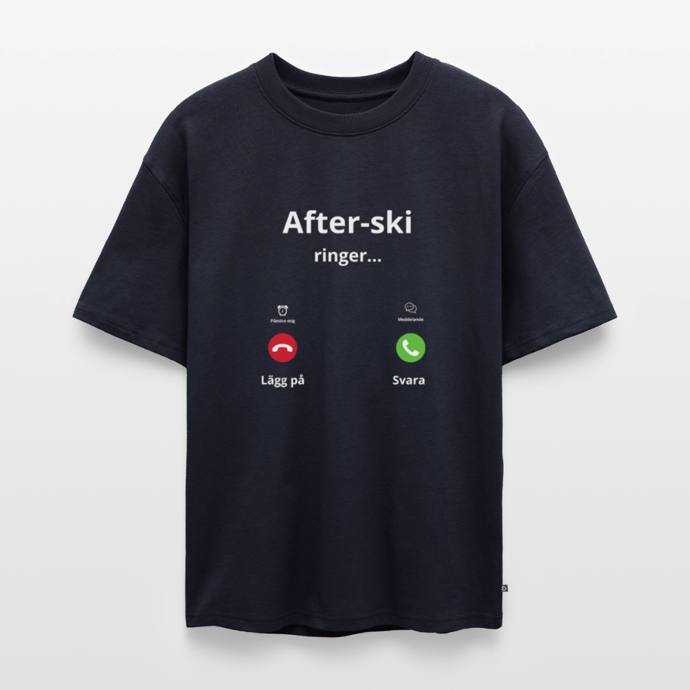 After-ski ringer... oversized premium-T-shirt unisex - marinblå