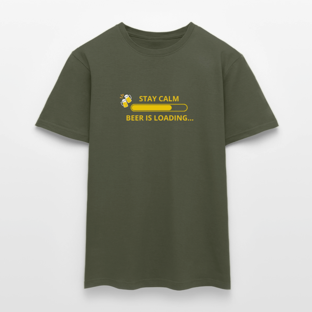 Stay calm beer is loading T-shirt herr - Militärgrön