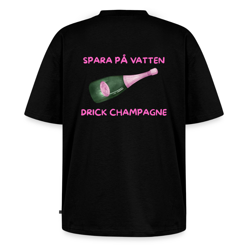 Spara på vatten, drick champagne Oversized premium-T-shirt Unisex - svart