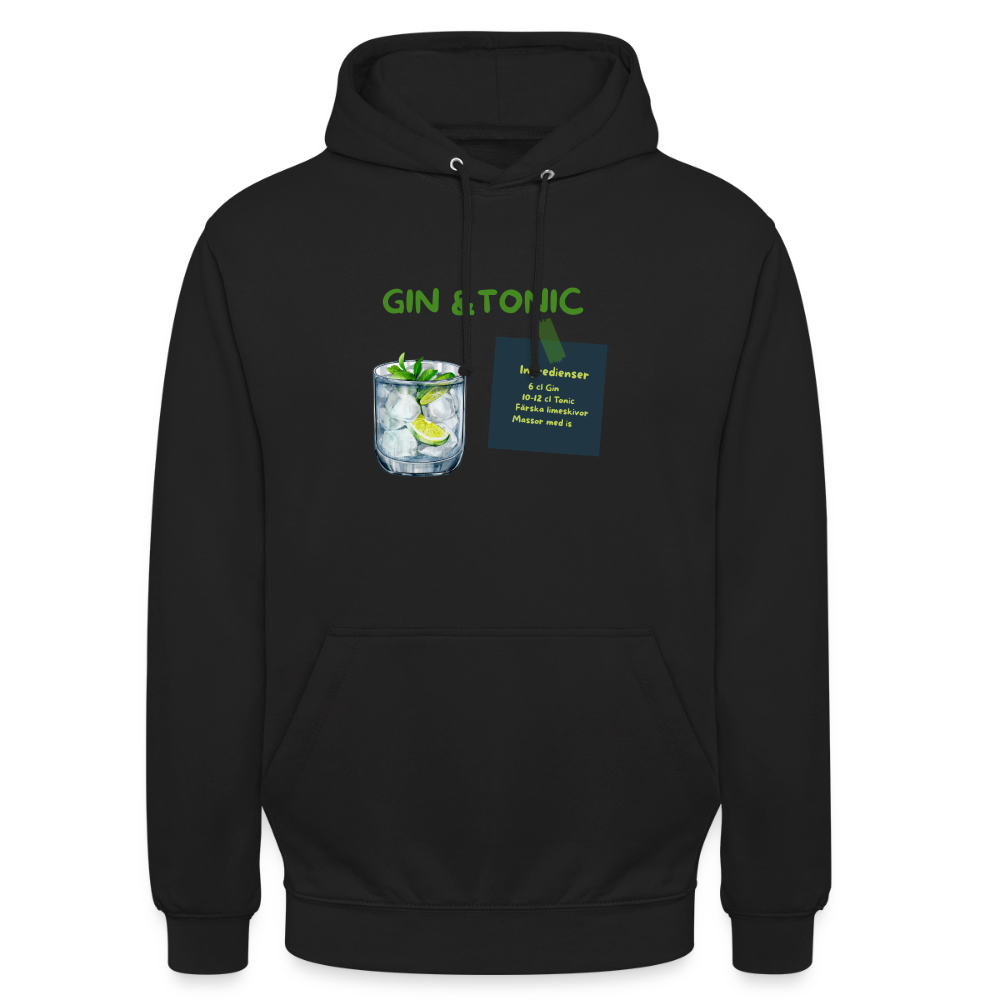 Gin & Tonic Hoodie Unisex - svart
