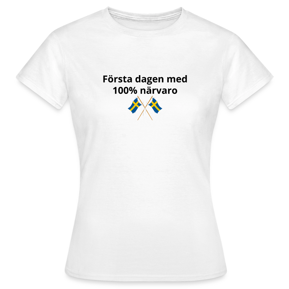Första dagen med 100% närvaro T-shirt dam - vit