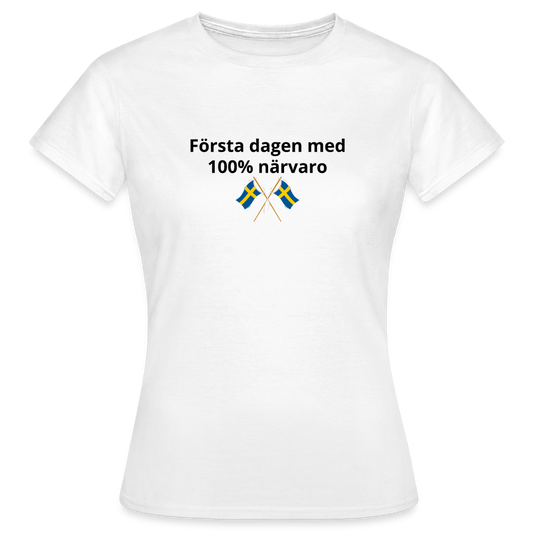 Första dagen med 100% närvaro T-shirt dam - vit