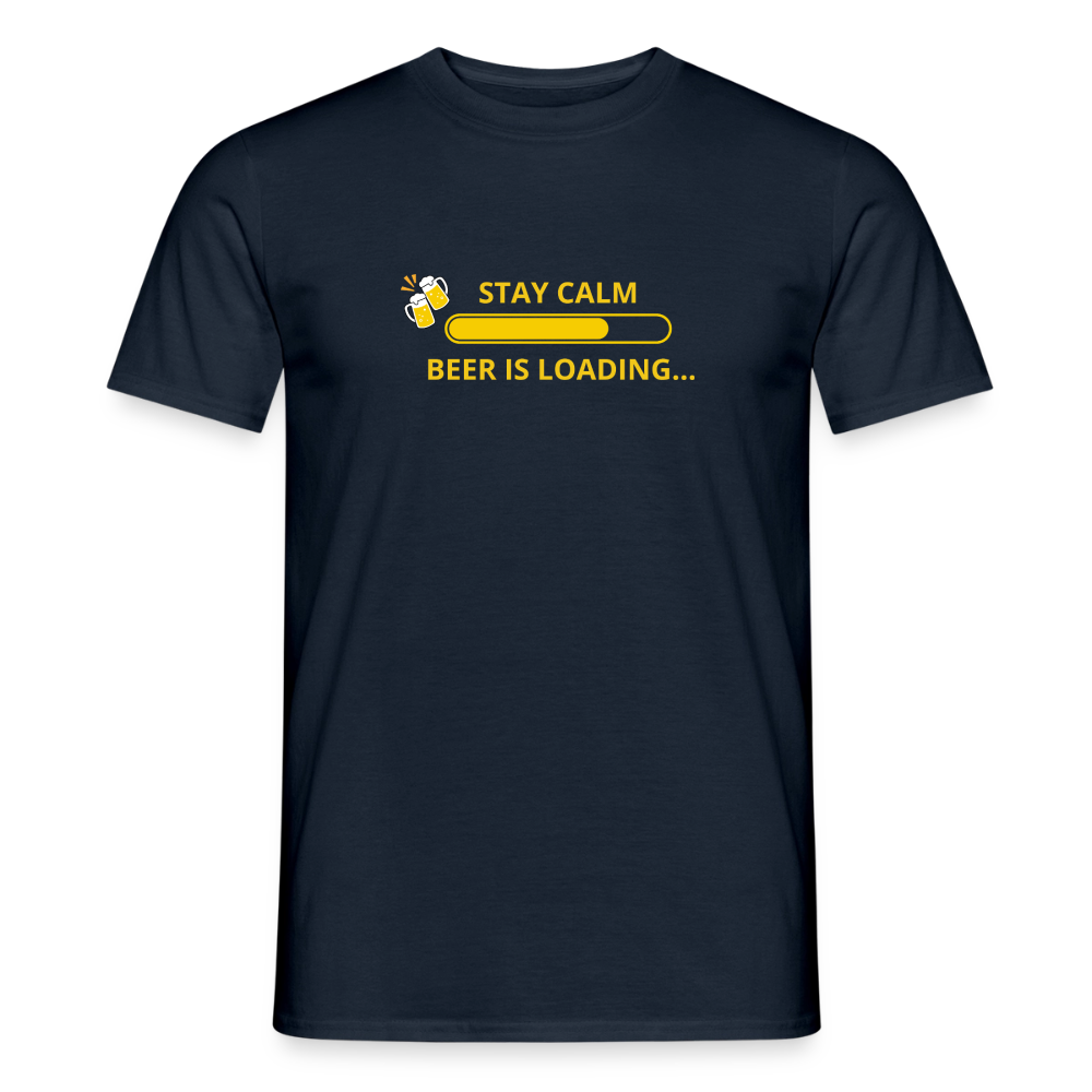 Stay calm beer is loading T-shirt herr - marinblå