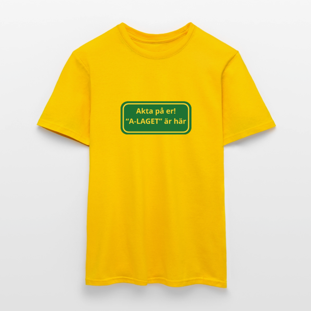 Akta på er A-laget är här T-shirt herr - gul