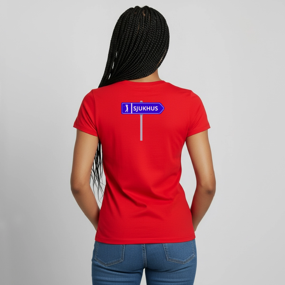 Sjukhus skylt T-shirt dam - röd