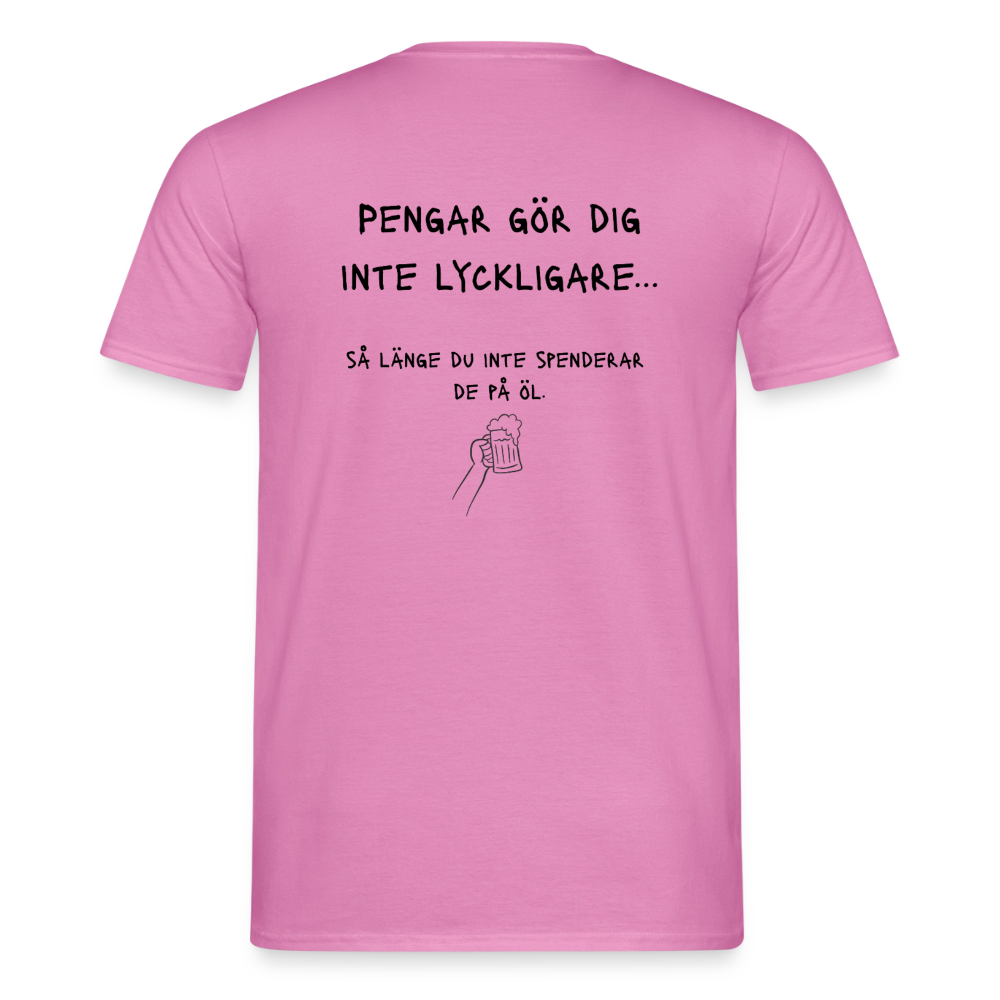 Pengar gör dig inte lyckligare så länge du inte spenderar de på öl T-shirt herr - rosa