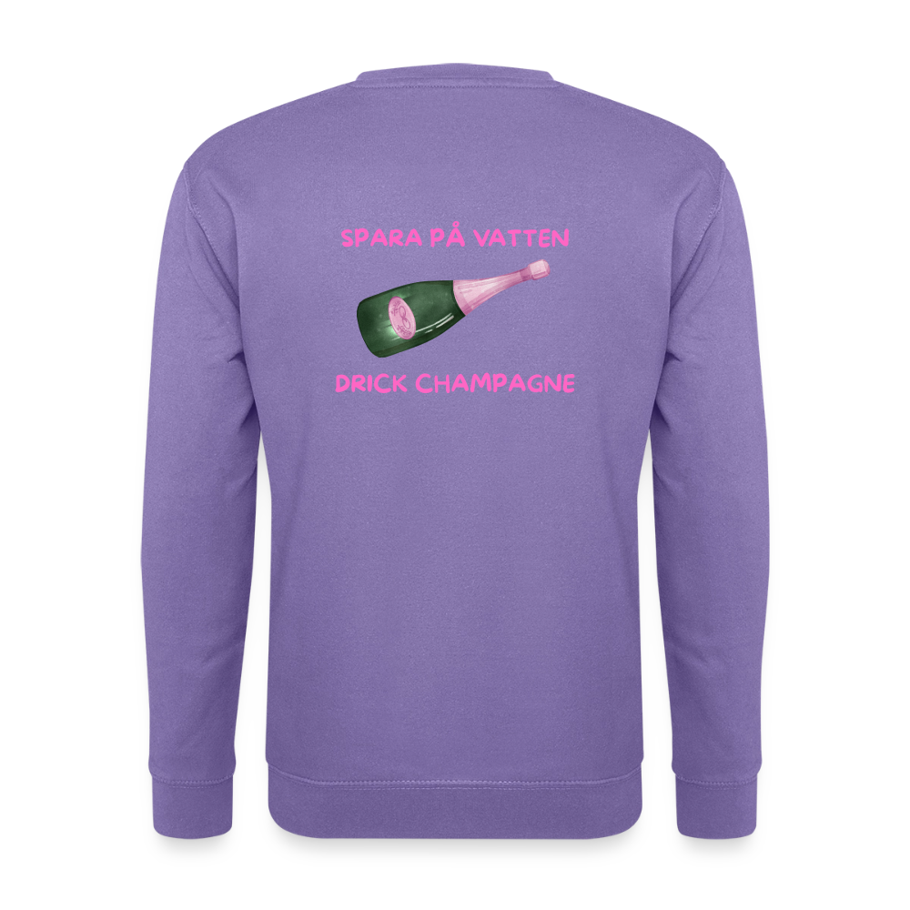 Spara på vatten, drick champagne Tröja Unisex - lavendel
