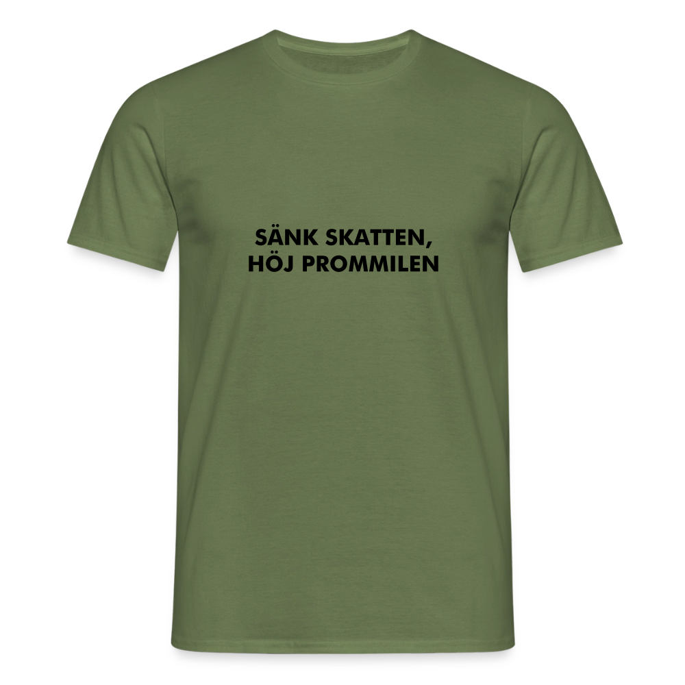 Sänk skatten, höj promillen T-shirt herr - Militärgrön