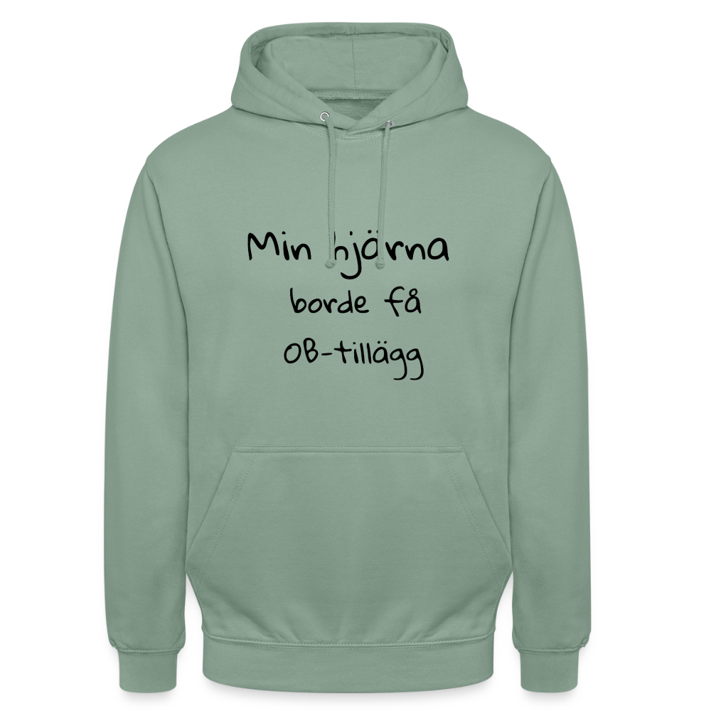 Min hjärna borde få OB-tillägg Hoodie Unisex - grågrön
