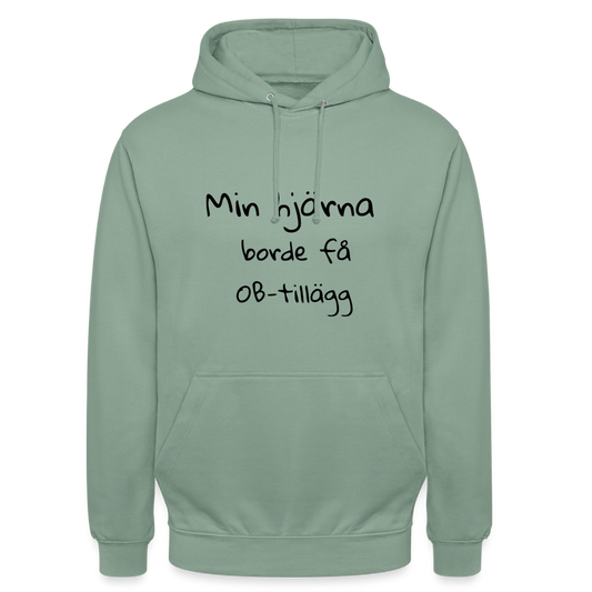Min hjärna borde få OB-tillägg Hoodie Unisex - grågrön