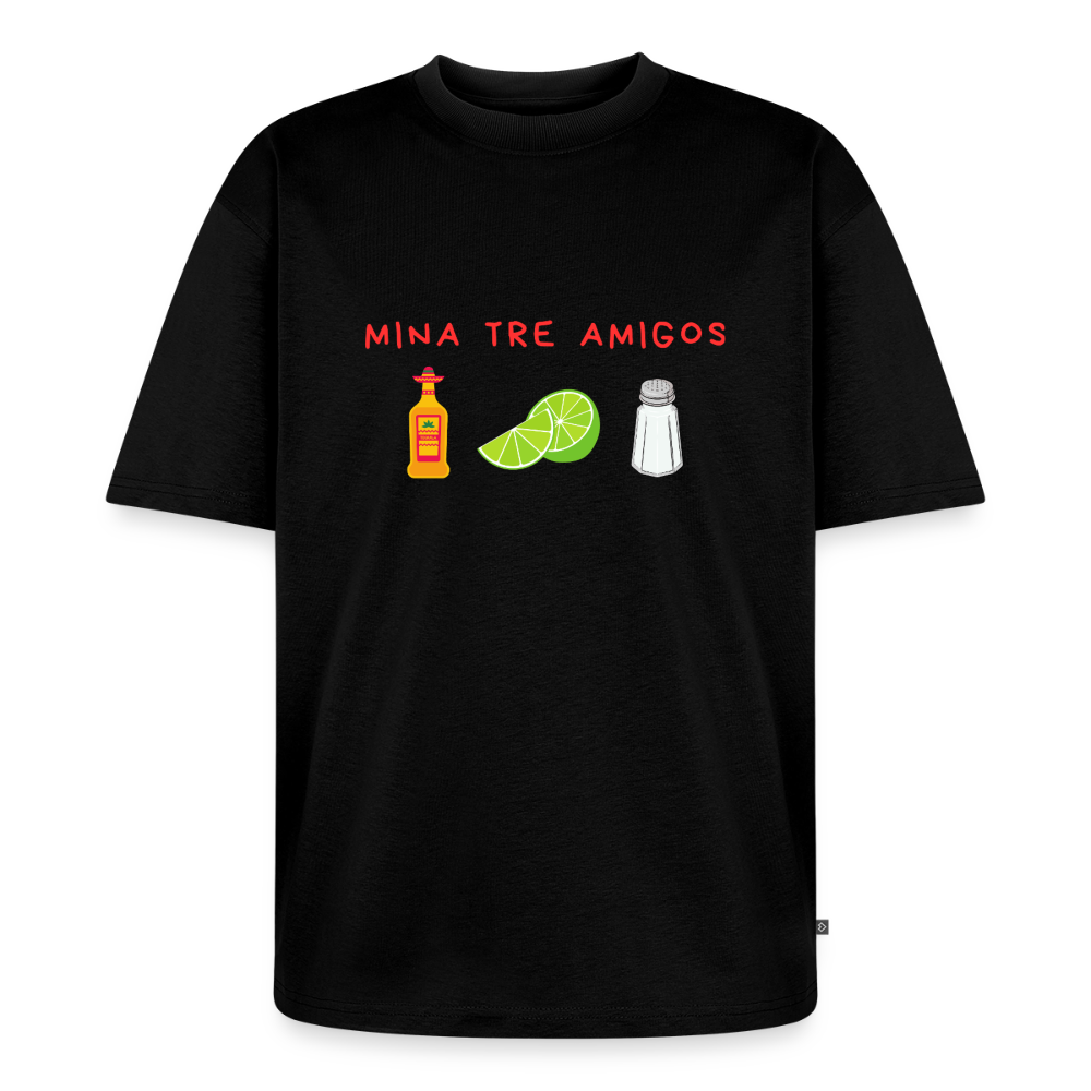 Mina tre amigos oversized premium-T-shirt Unisex - svart