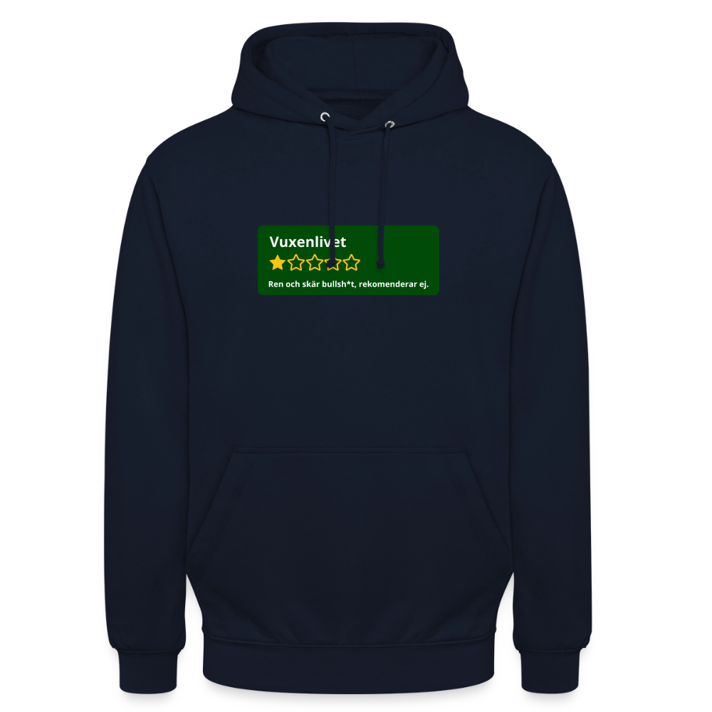 Recension på vuxenlivet Hoodie Unisex - marinblå
