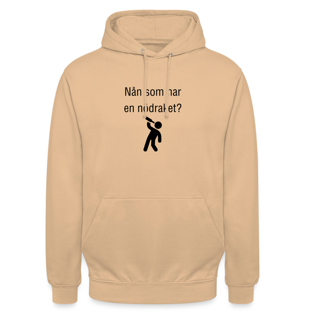 Nån som har en nödraket? Hoodie unisex - persika