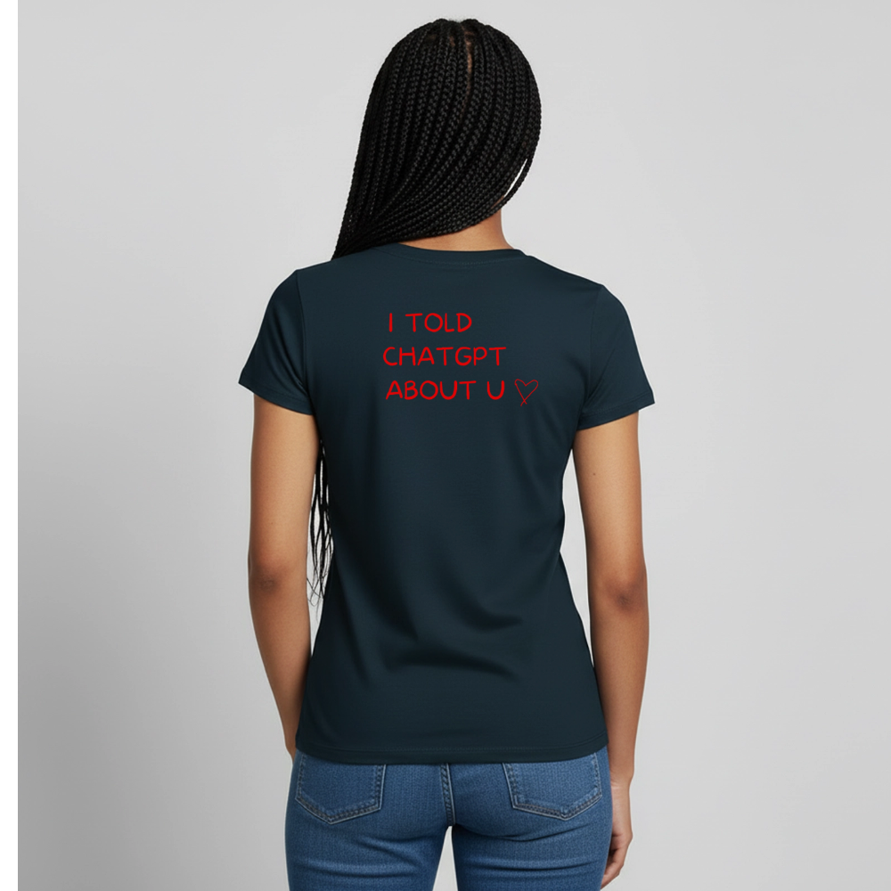 I told ChatGPT about u T-shirt dam - marinblå