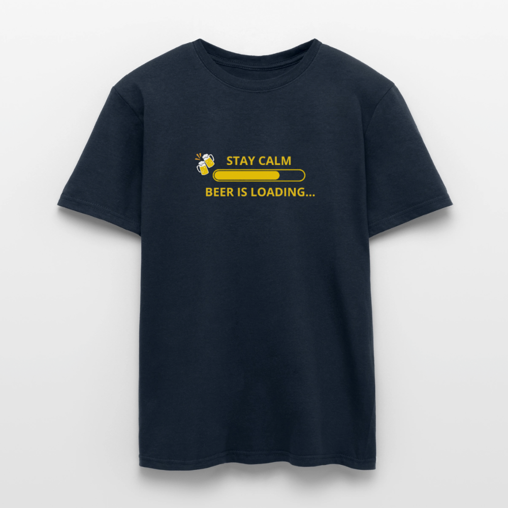 Stay calm beer is loading T-shirt herr - marinblå