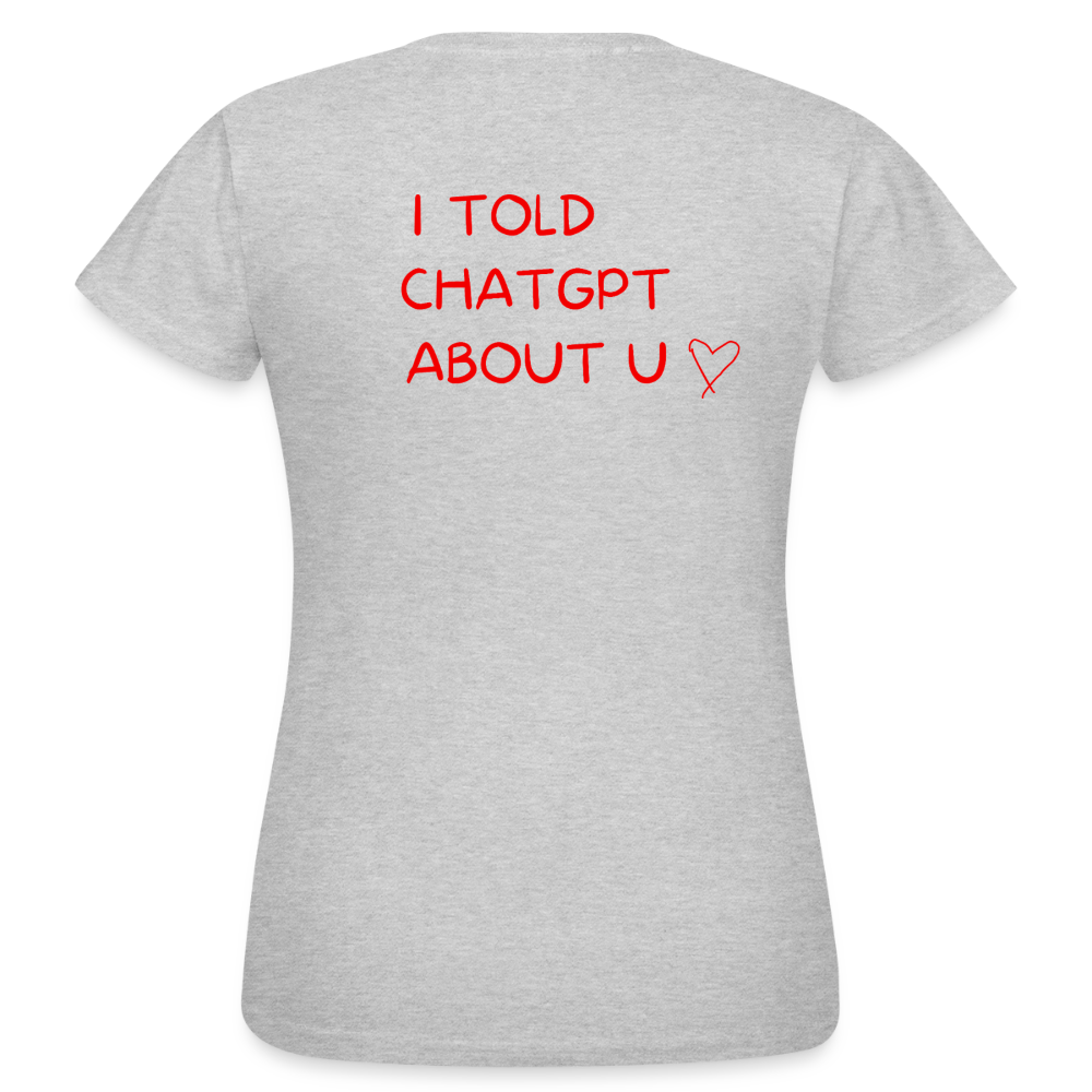 I told ChatGPT about u T-shirt dam - gråmelerad