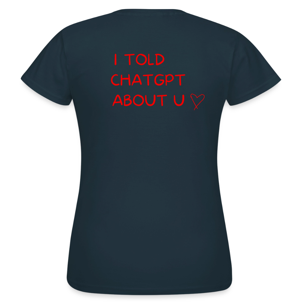 I told ChatGPT about u T-shirt dam - marinblå