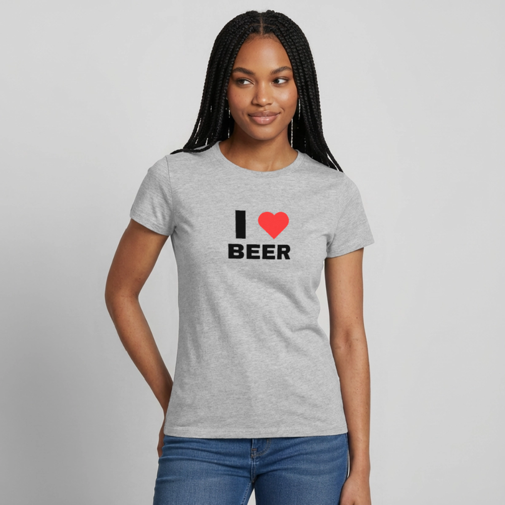 I love beer T-shirt dam - gråmelerad