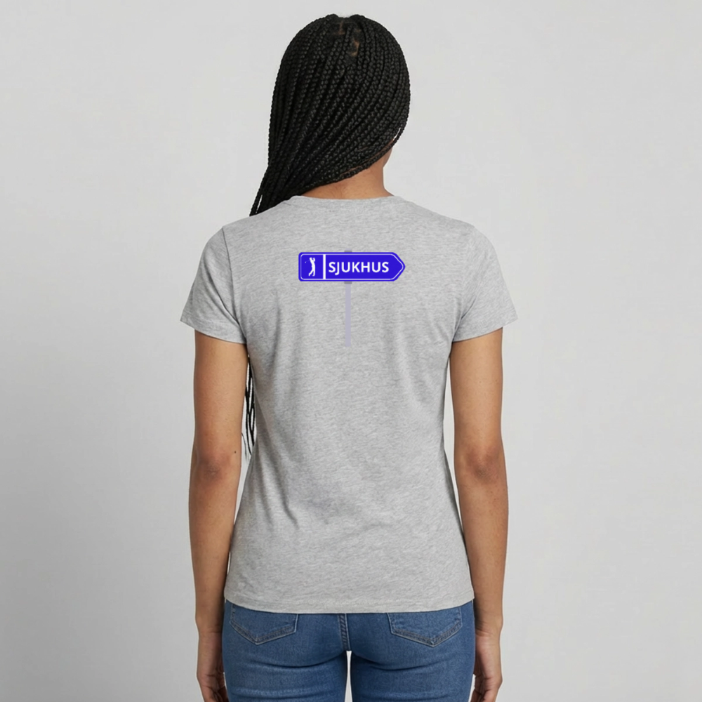 Sjukhus skylt T-shirt dam - gråmelerad