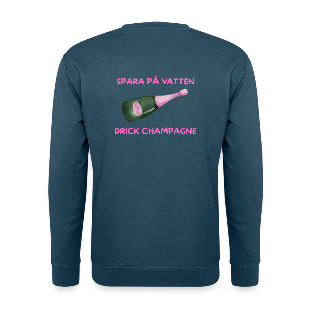 Spara på vatten, drick champagne Tröja Unisex - indigoblå