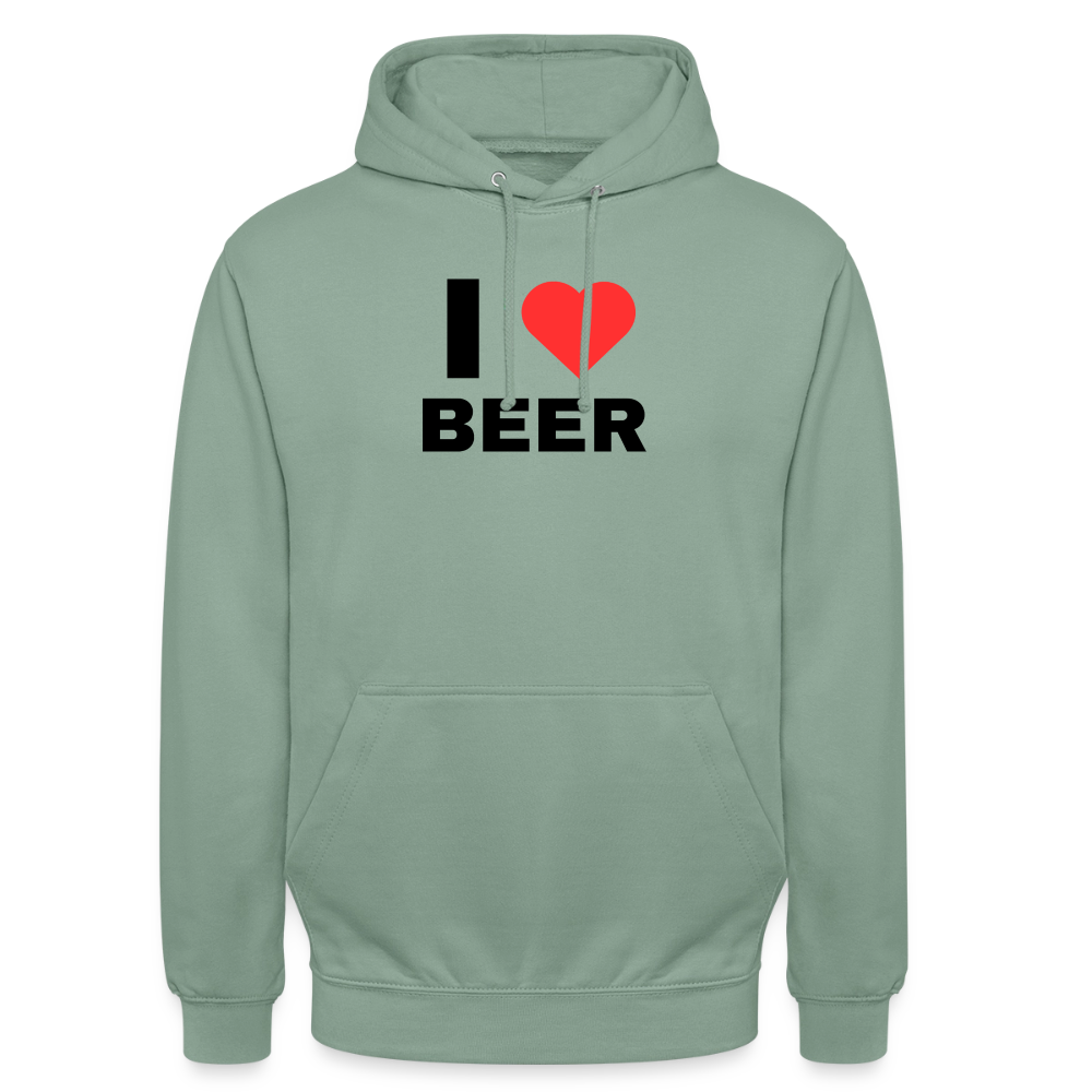 I love beer Hoodie unisex - grågrön