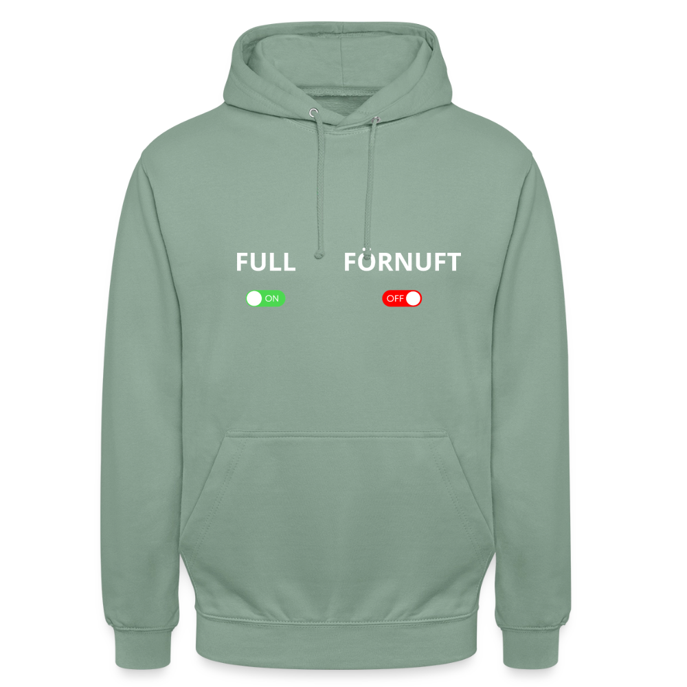Full on, Förnuft off Hoodie Unisex - grågrön