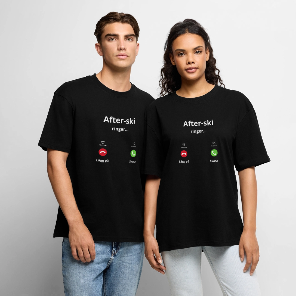 After-ski ringer... oversized premium-T-shirt unisex - svart