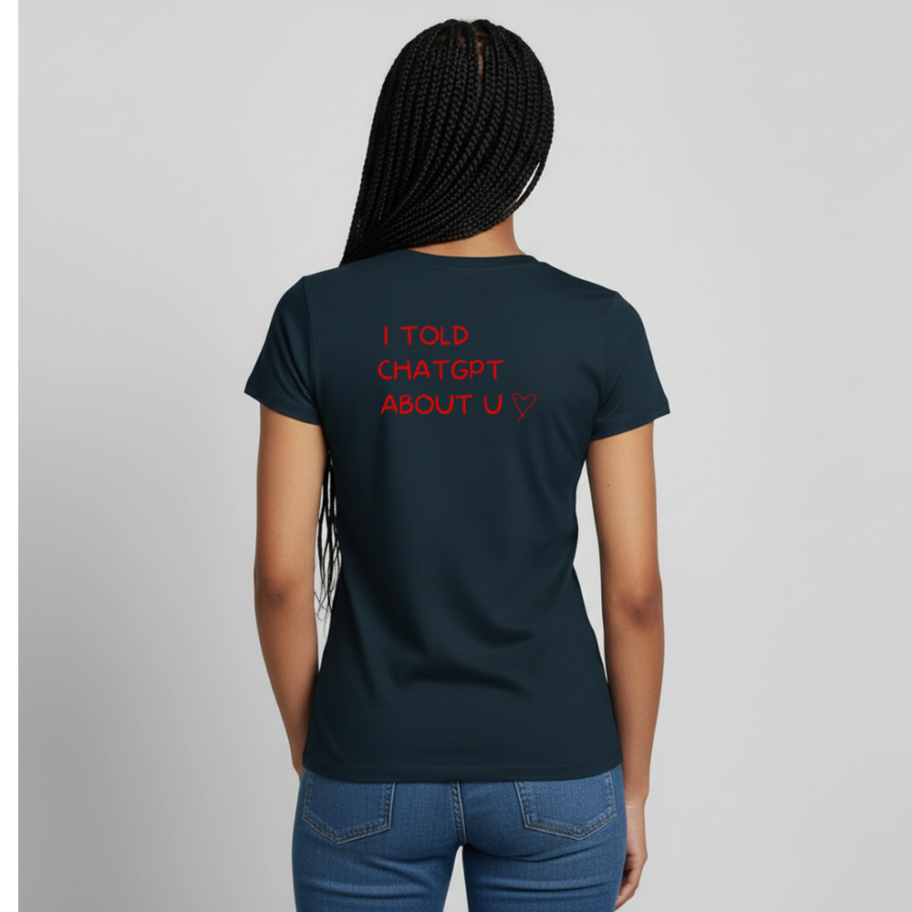 I told ChatGPT about u T-shirt dam - marinblå