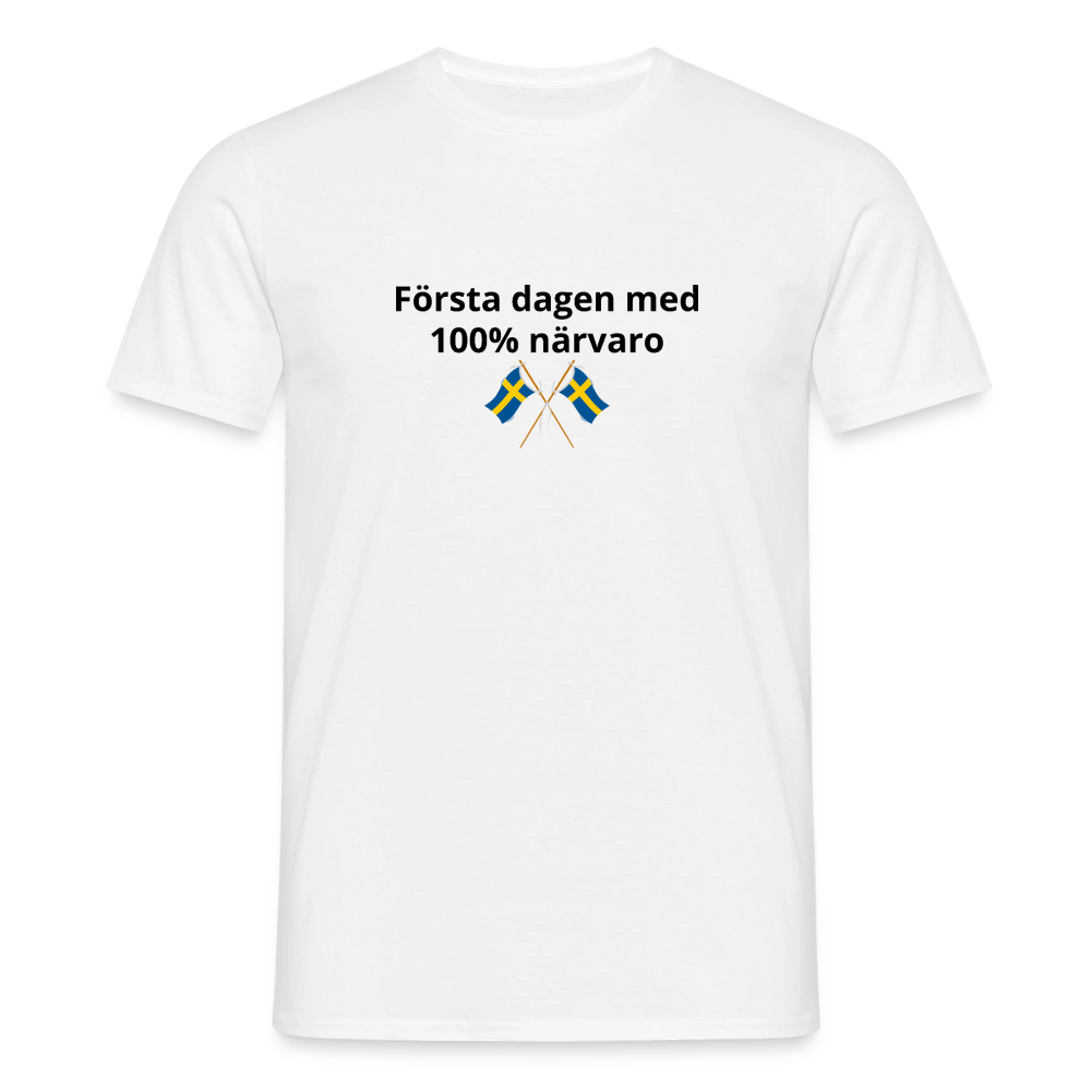 Första dagen med 100% närvaro T-shirt herr - vit