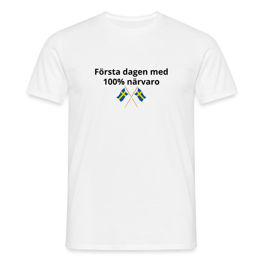 Första dagen med 100% närvaro T-shirt herr - vit